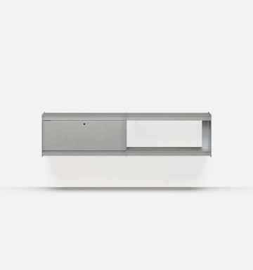 Plié Wall Unit Extension 1 Tall Drawer 180 cm / 71 in / Brushed Aluminium