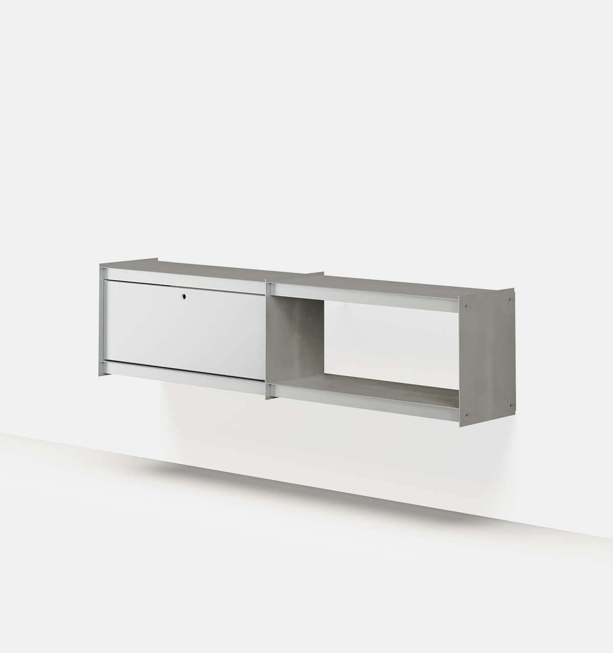 Plié Wall Unit Extension 1 Tall Drawer 180 cm / 71 in / Brushed Aluminium