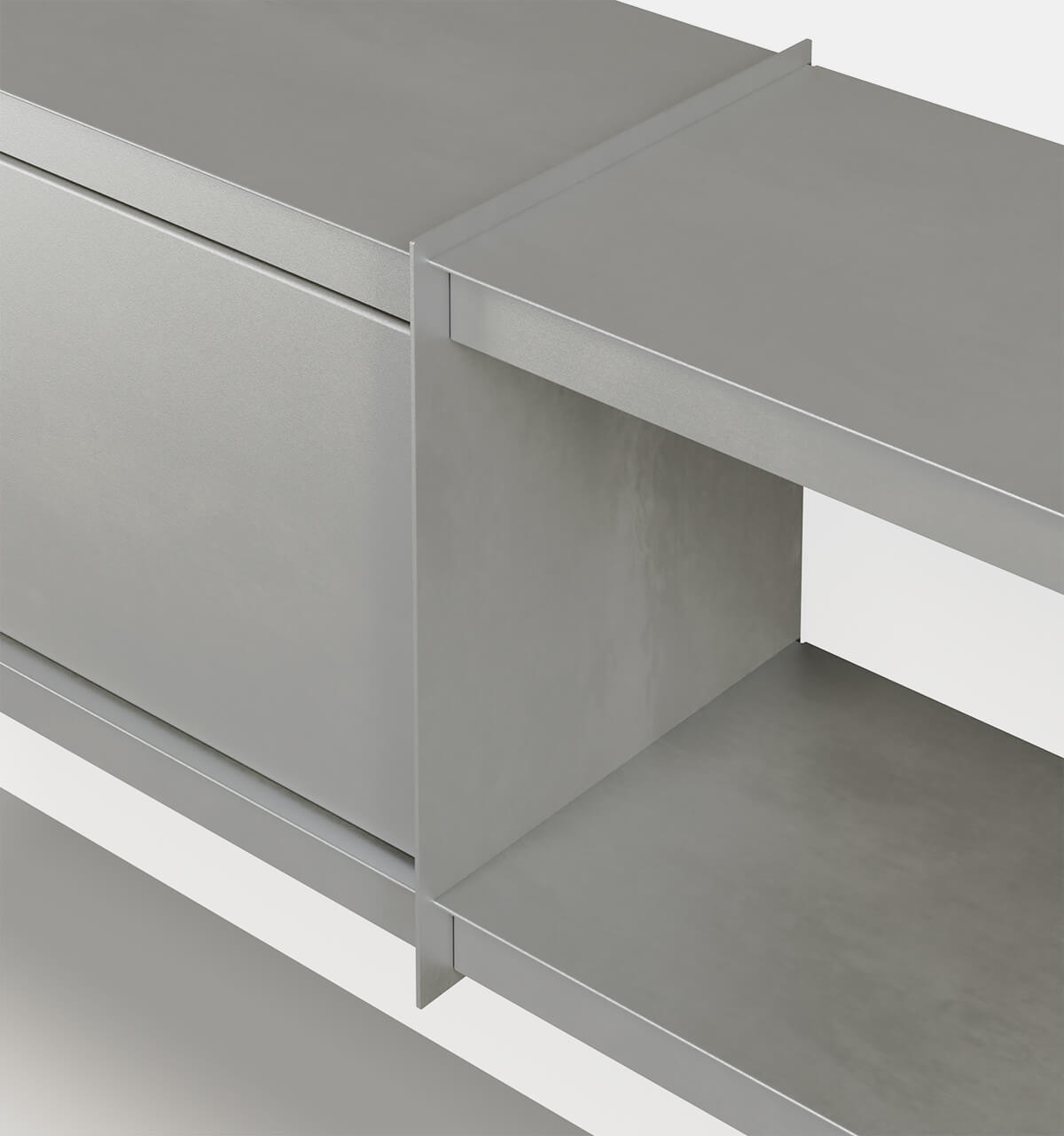 Plié Wall Unit Extension 1 Tall Drawer 180 cm / 71 in / Brushed Aluminium