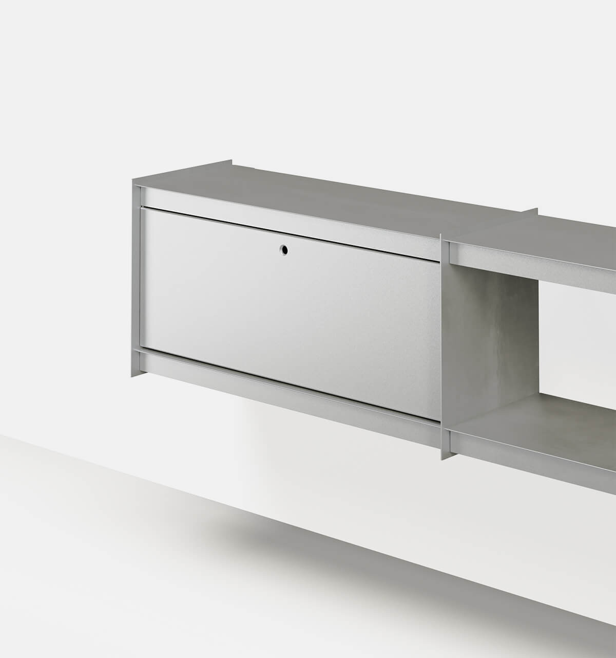 Plié Wall Unit Extension 1 Tall Drawer 180 cm / 71 in / Brushed Aluminium