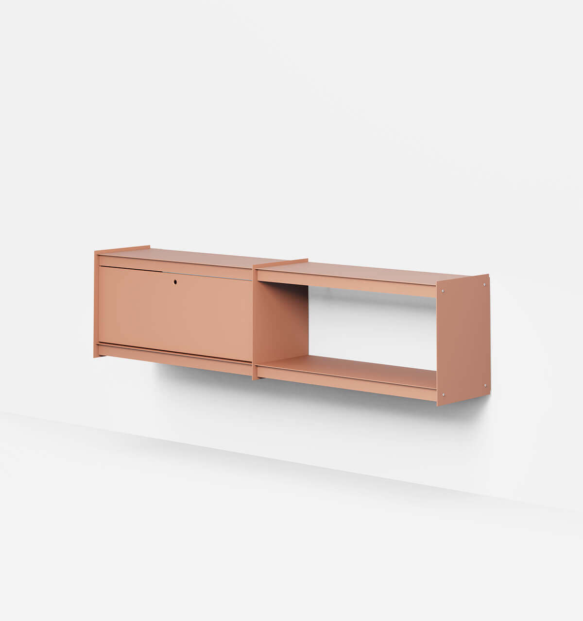 Plié Wall Unit Extension 1 Tall Drawer 180 cm / 71 in / Coral