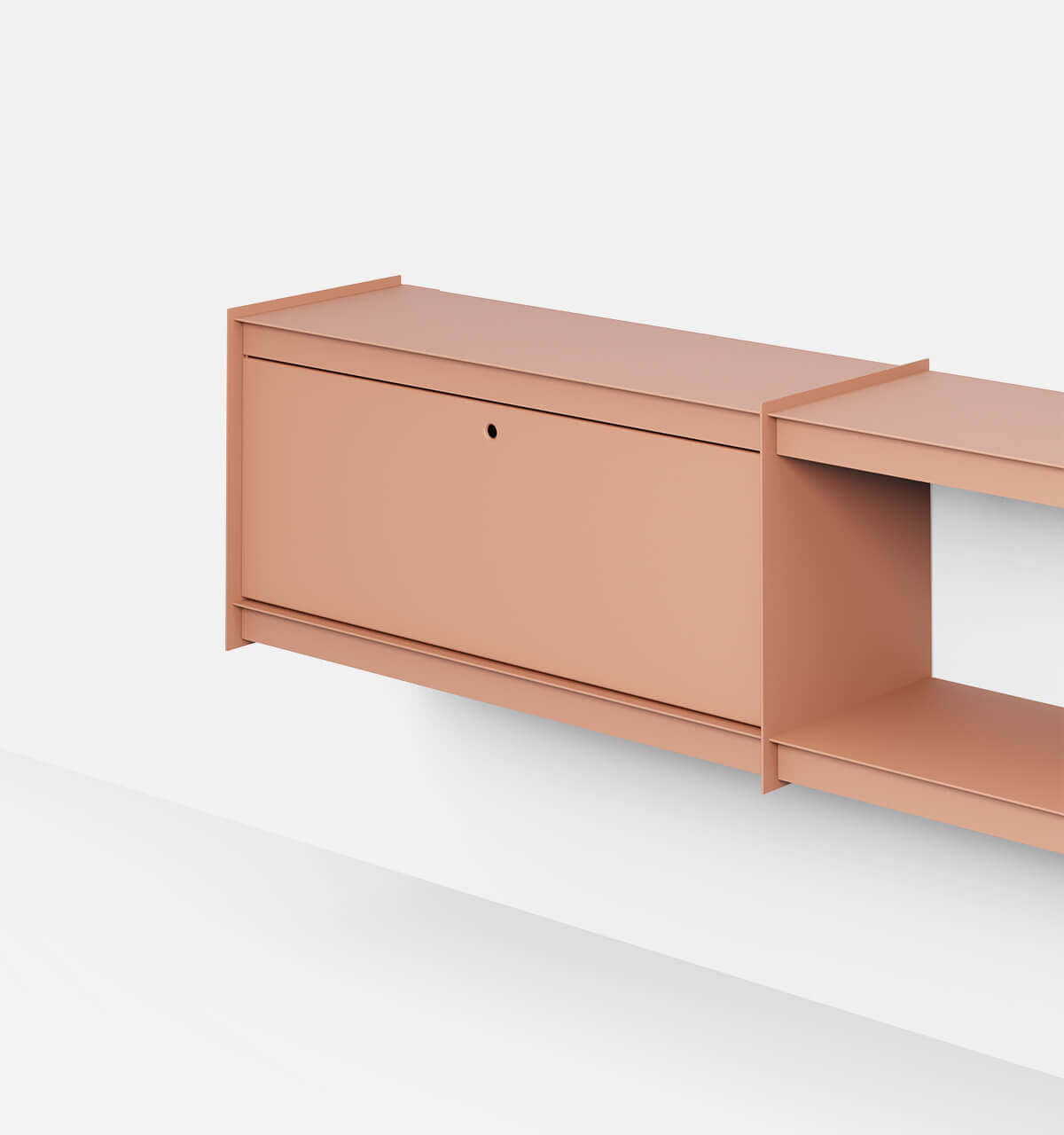 Plié Wall Unit Extension 1 Tall Drawer 180 cm / 71 in / Coral