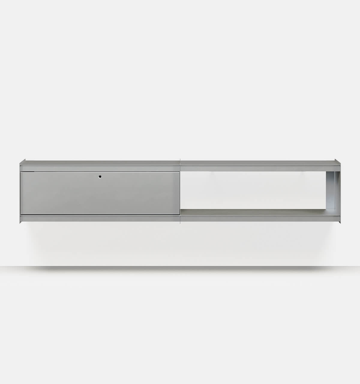 Plié Wall Unit Extension 1 Tall Drawer 240 cm / 94 in / Brushed Aluminium