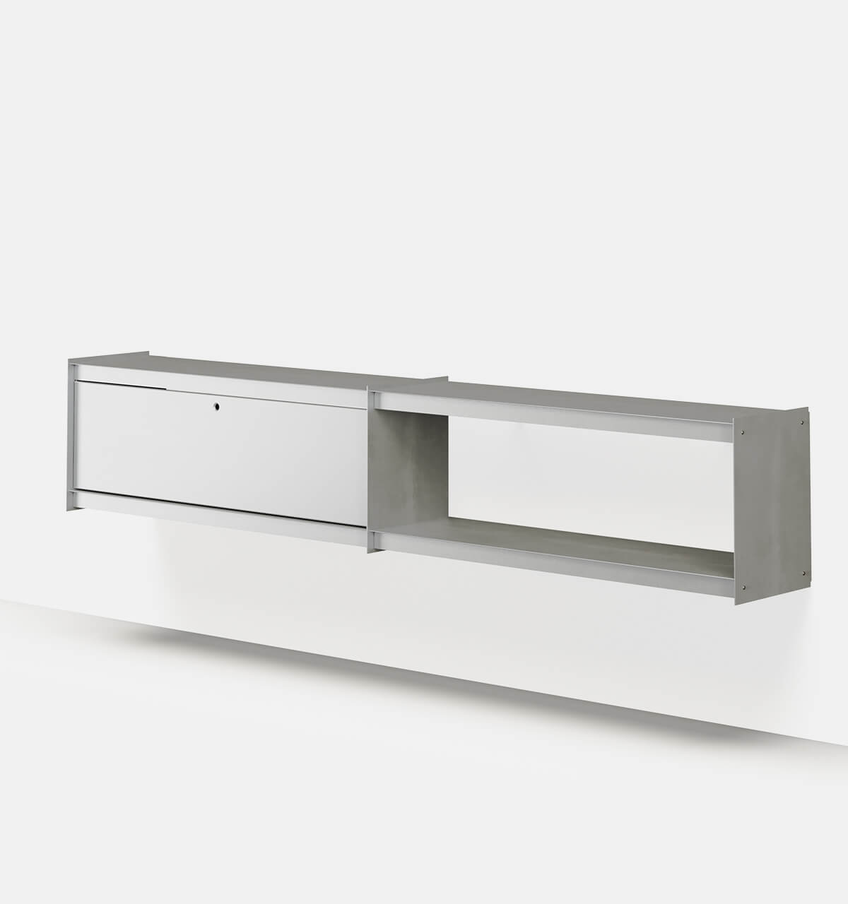 Plié Wall Unit Extension 1 Tall Drawer 240 cm / 94 in / Brushed Aluminium