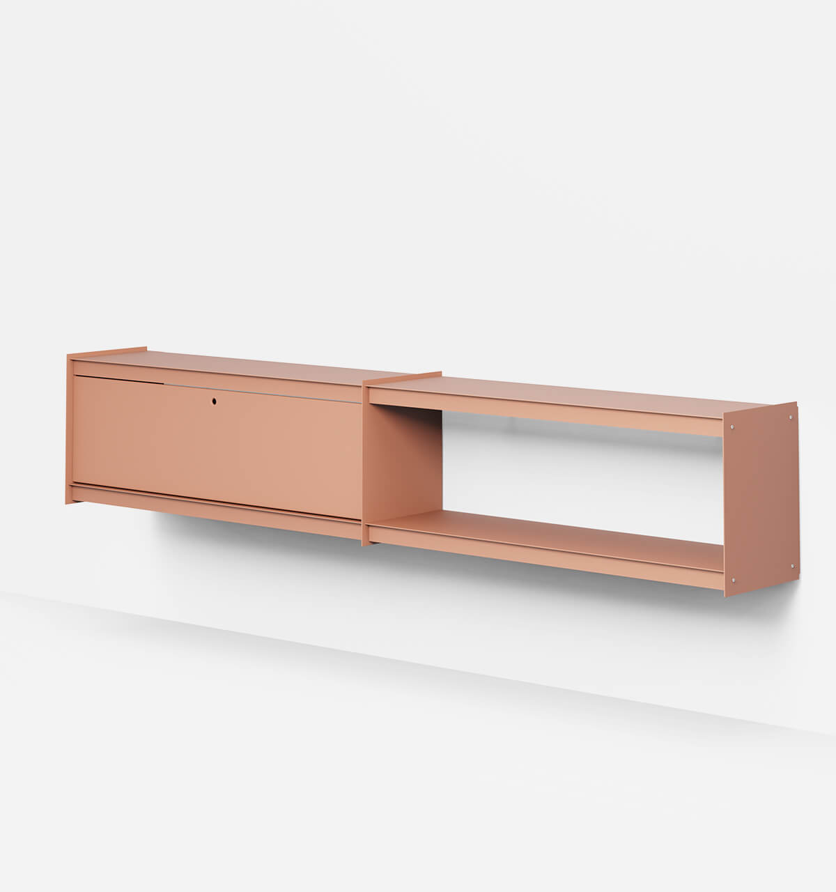Plié Wall Unit Extension 1 Tall Drawer 240 cm / 94 in / Coral