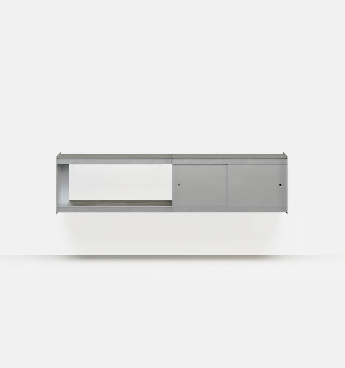 Plié Wall Unit Extension 2 Doors 180 cm / 71 in / Brushed Aluminium