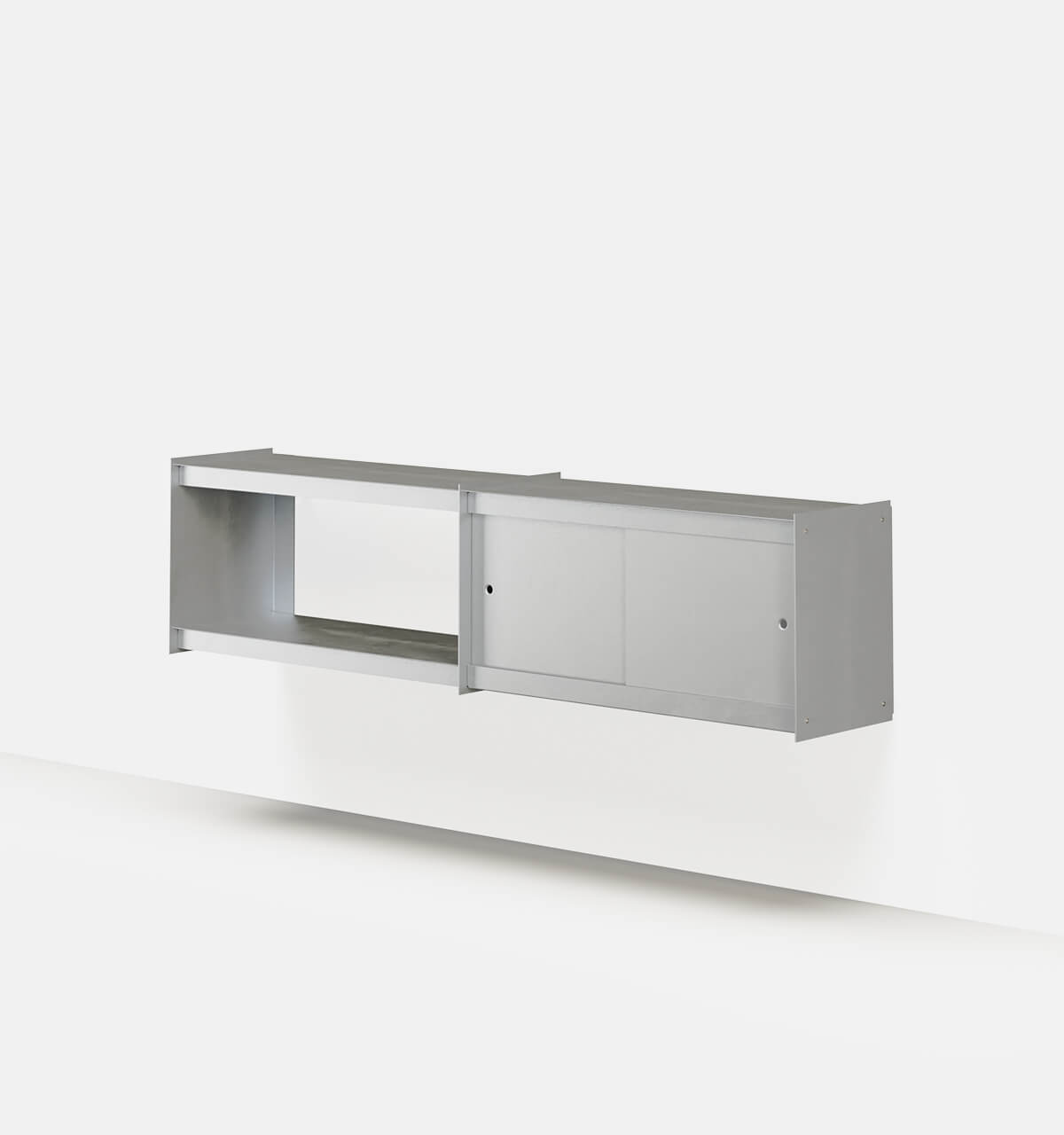Plié Wall Unit Extension 2 Doors 180 cm / 71 in / Brushed Aluminium