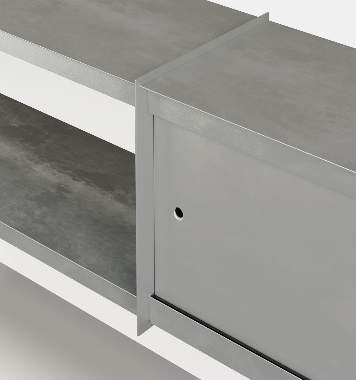 Plié Wall Unit Extension 2 Doors 180 cm / 71 in / Brushed Aluminium