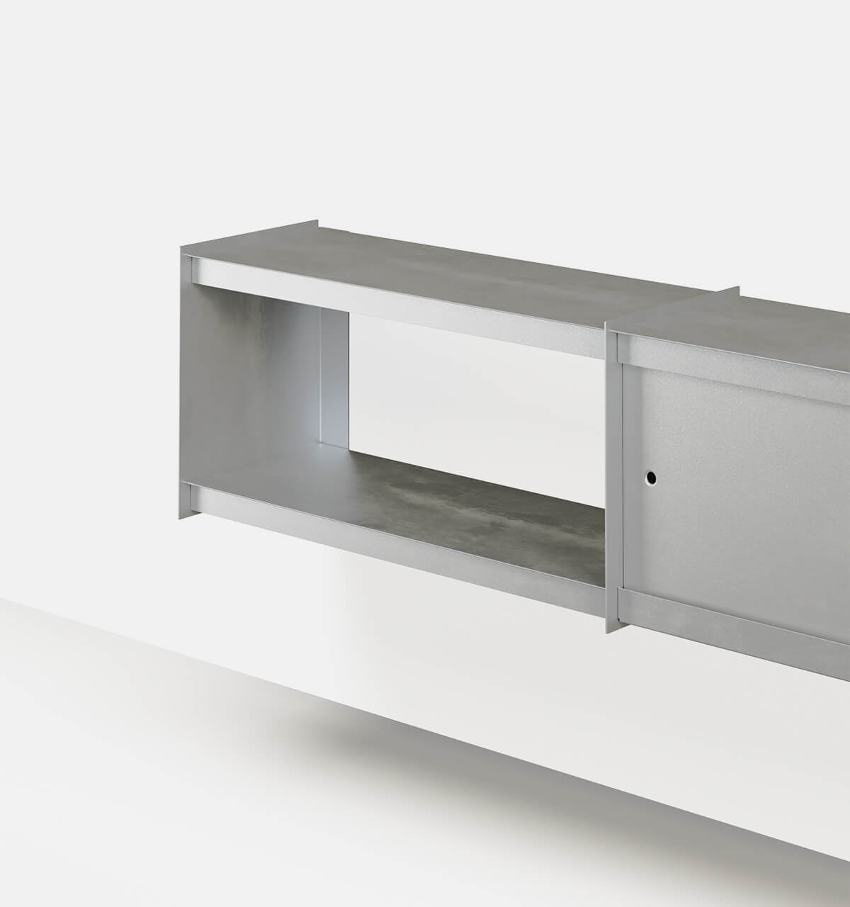 Plié Wall Unit Extension 2 Doors 180 cm / 71 in / Brushed Aluminium