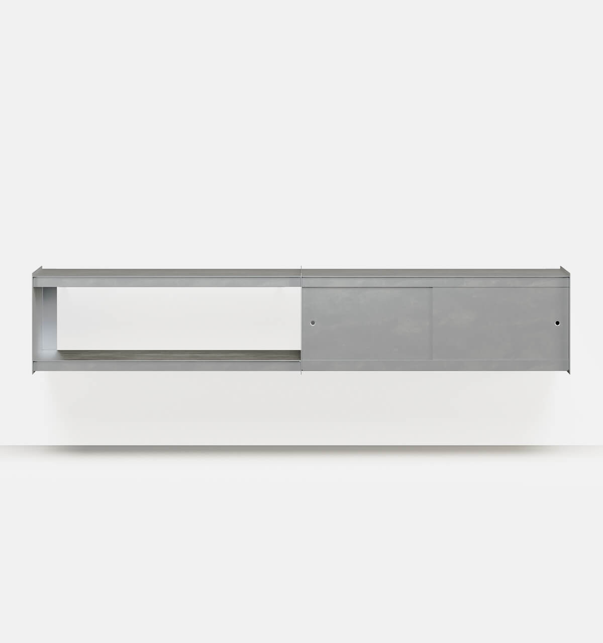 Plié Wall Unit Extension 2 Doors 240 cm / 94 in / Brushed Aluminium