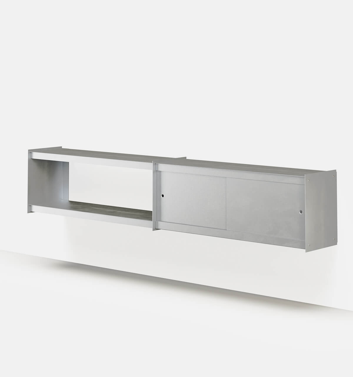 Plié Wall Unit Extension 2 Doors 240 cm / 94 in / Brushed Aluminium