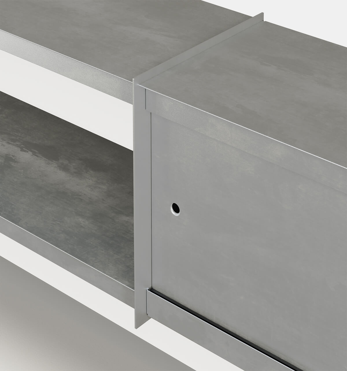 Plié Wall Unit Extension 2 Doors 240 cm / 94 in / Brushed Aluminium