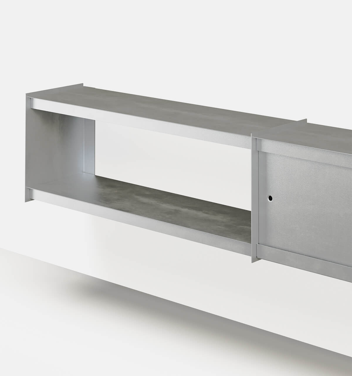 Plié Wall Unit Extension 2 Doors 240 cm / 94 in / Brushed Aluminium