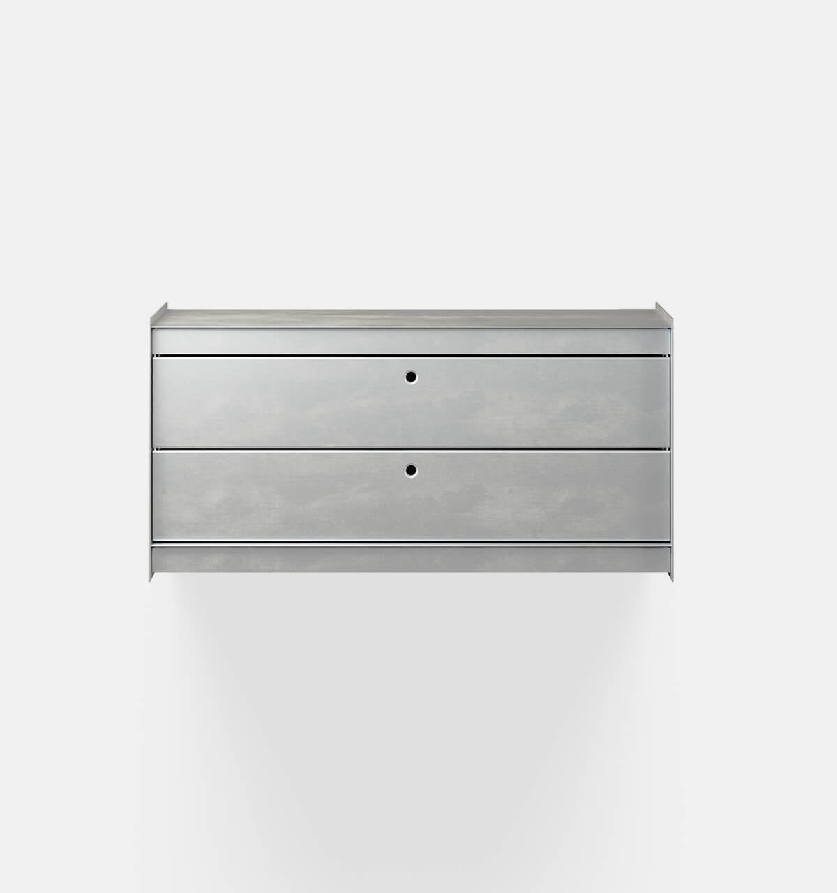 Plié Wall Unit 2 Short Drawers 90 cm / 35 in / Brushed Aluminium