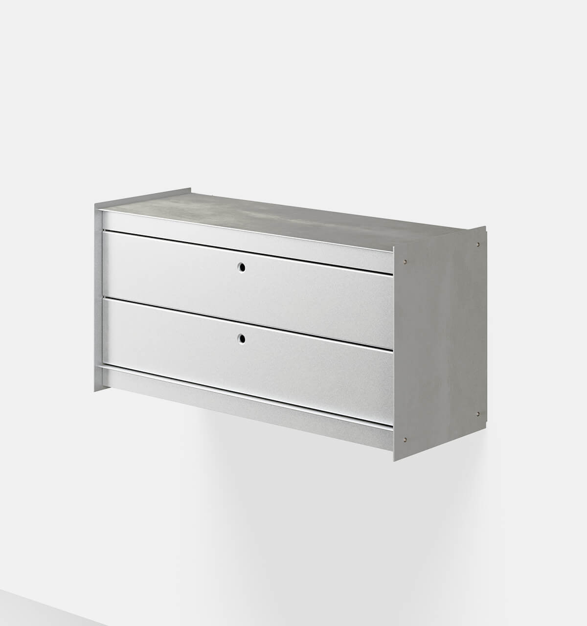 Plié Wall Unit 2 Short Drawers 90 cm / 35 in / Brushed Aluminium