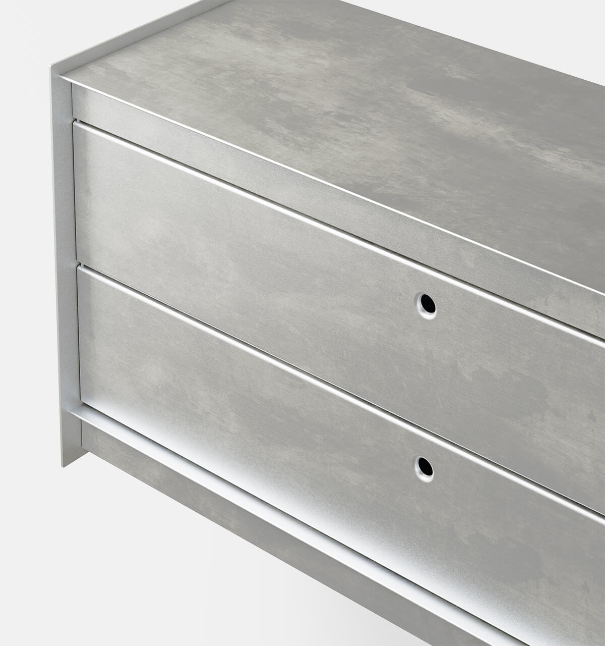 Plié Wall Unit 2 Short Drawers 90 cm / 35 in / Brushed Aluminium