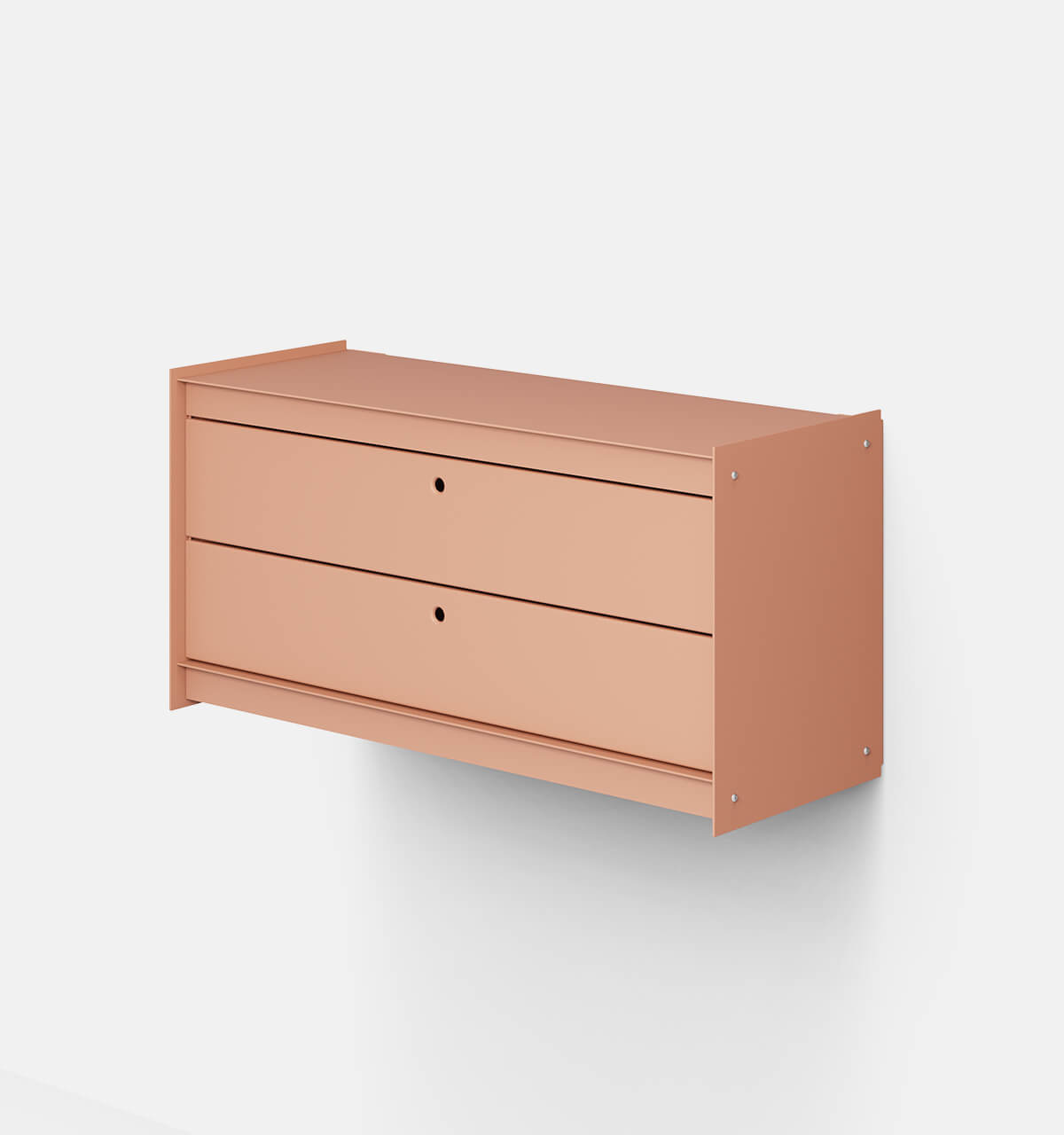 Plié Wall Unit 2 Short Drawers 90 cm / 35 in / Coral