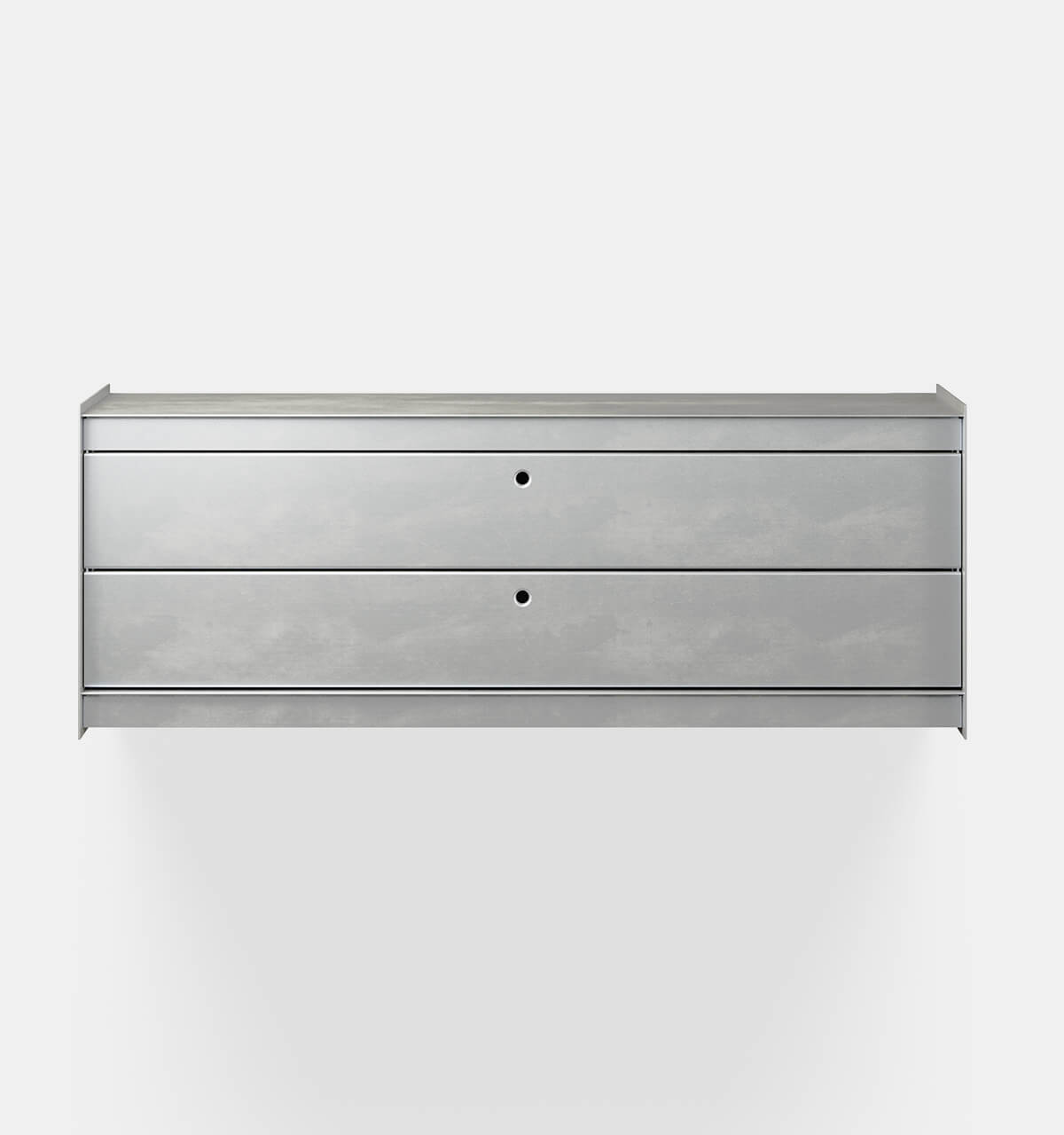 Plié Wall Unit 2 Short Drawers 120 cm / 35 in / Brushed Aluminium