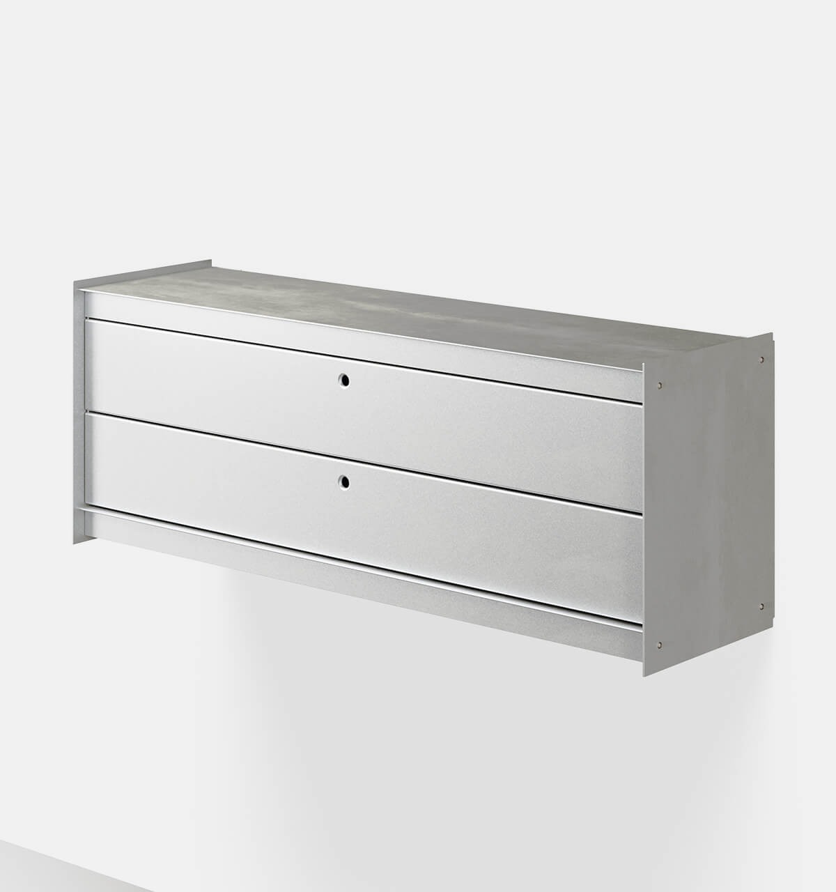 Plié Wall Unit 2 Short Drawers 120 cm / 35 in / Brushed Aluminium