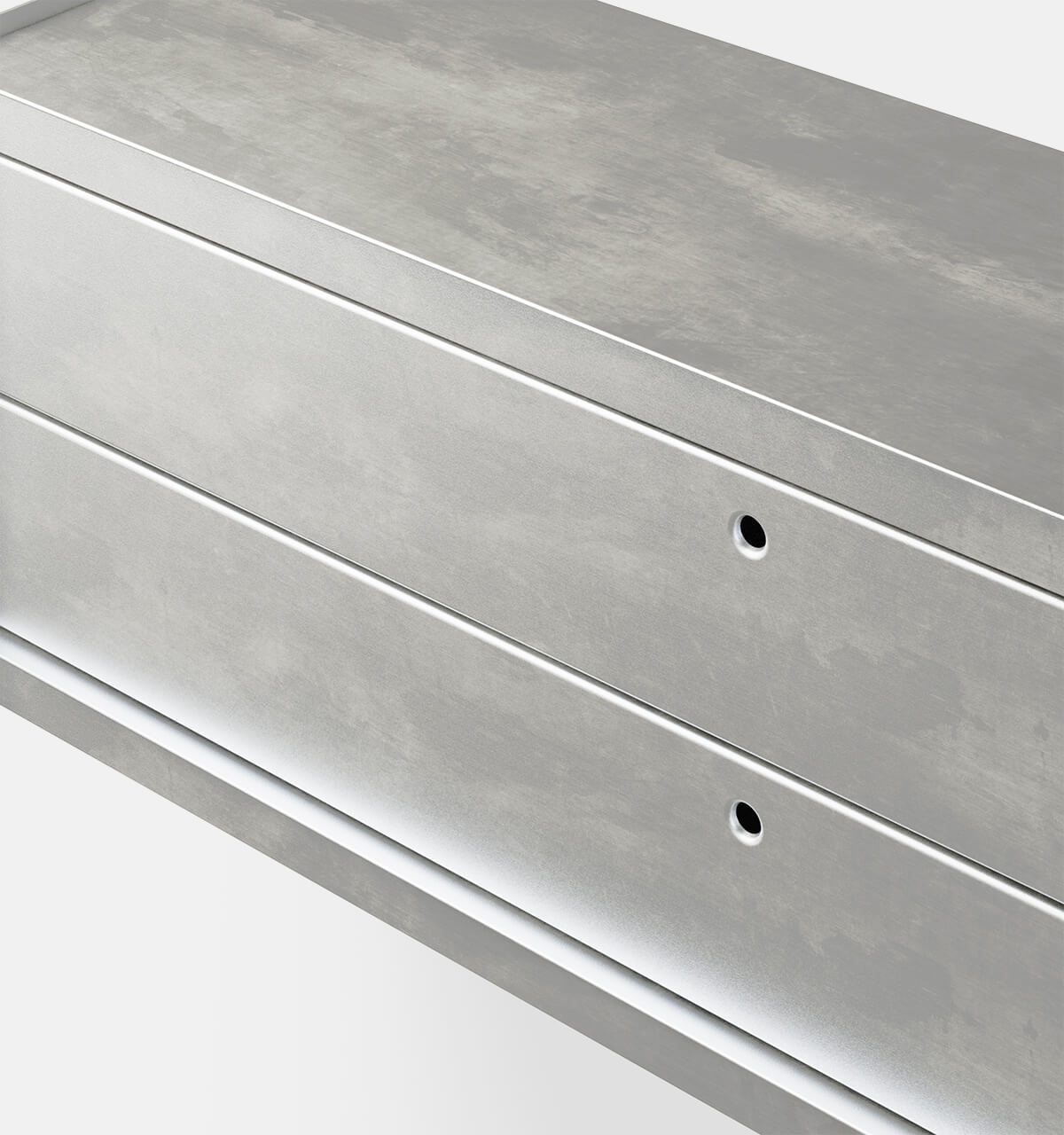 Plié Wall Unit 2 Short Drawers 120 cm / 35 in / Brushed Aluminium