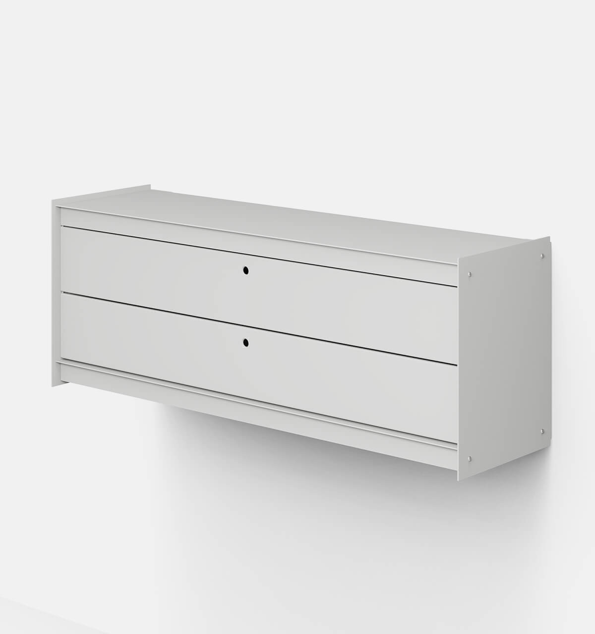 Plié Wall Unit 2 Short Drawers 120 cm / 35 in / Light Grey