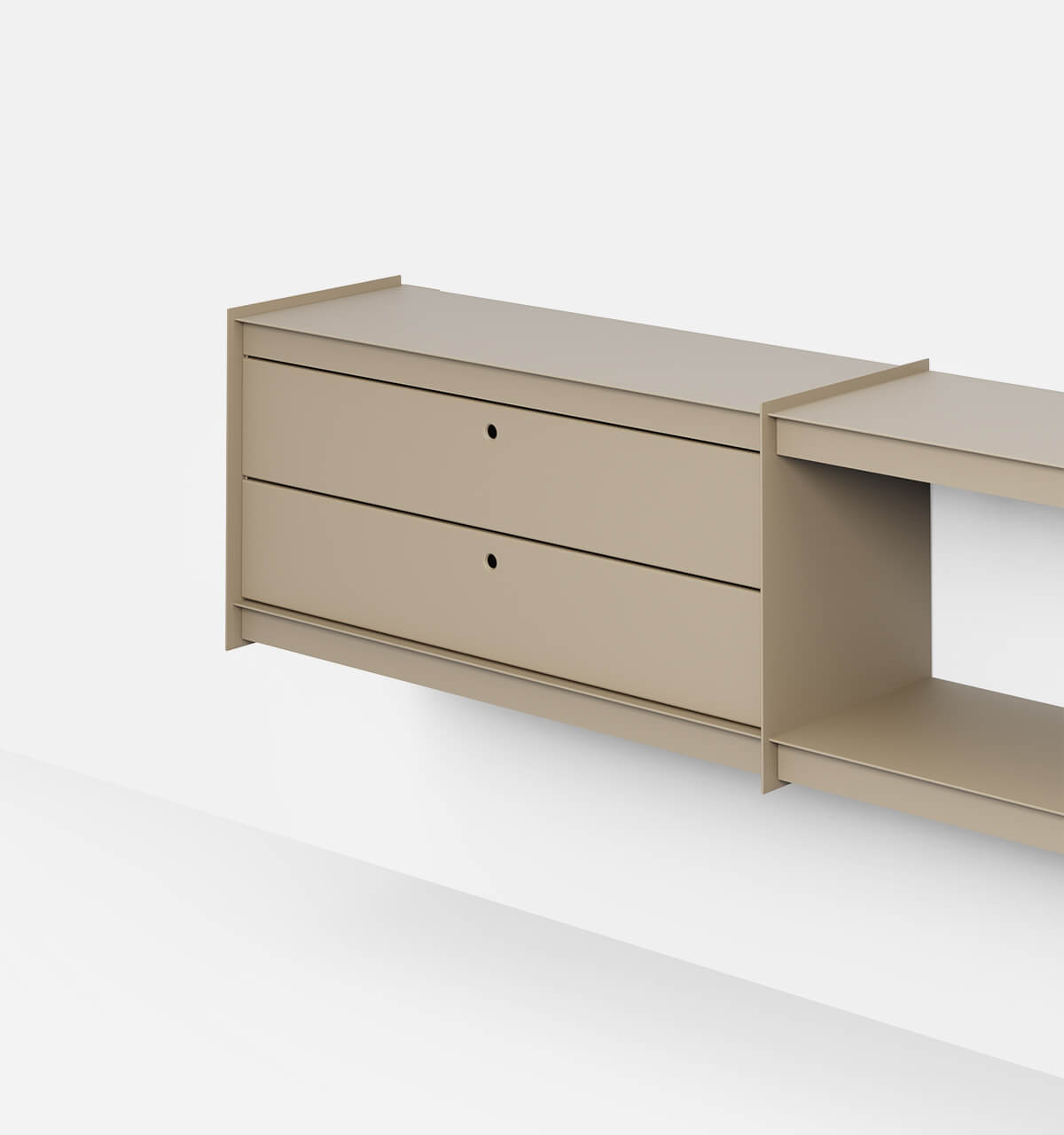 Plié Wall Unit Extension 2 Short Drawers 180 cm / 71 in / Beige