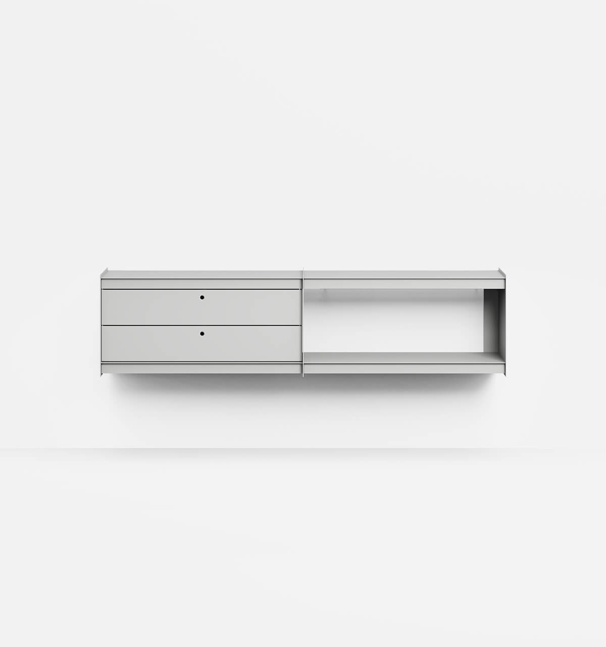 Plié Wall Unit Extension 2 Short Drawers 180 cm / 71 in / Light Grey