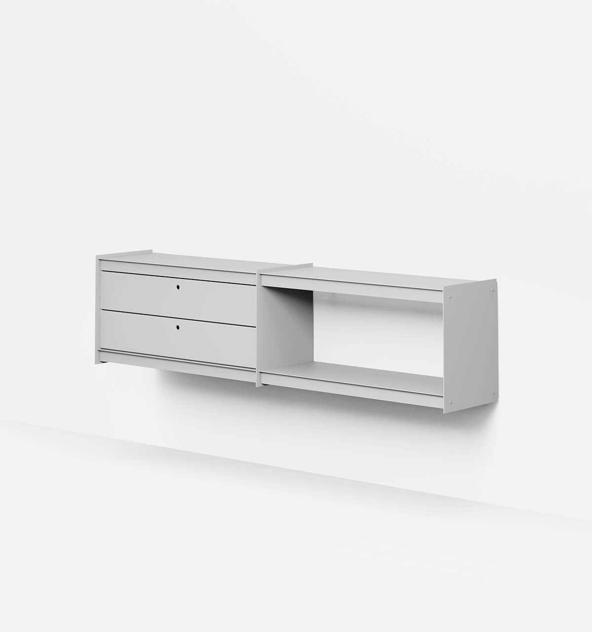Plié Wall Unit Extension 2 Short Drawers 180 cm / 71 in / Light Grey
