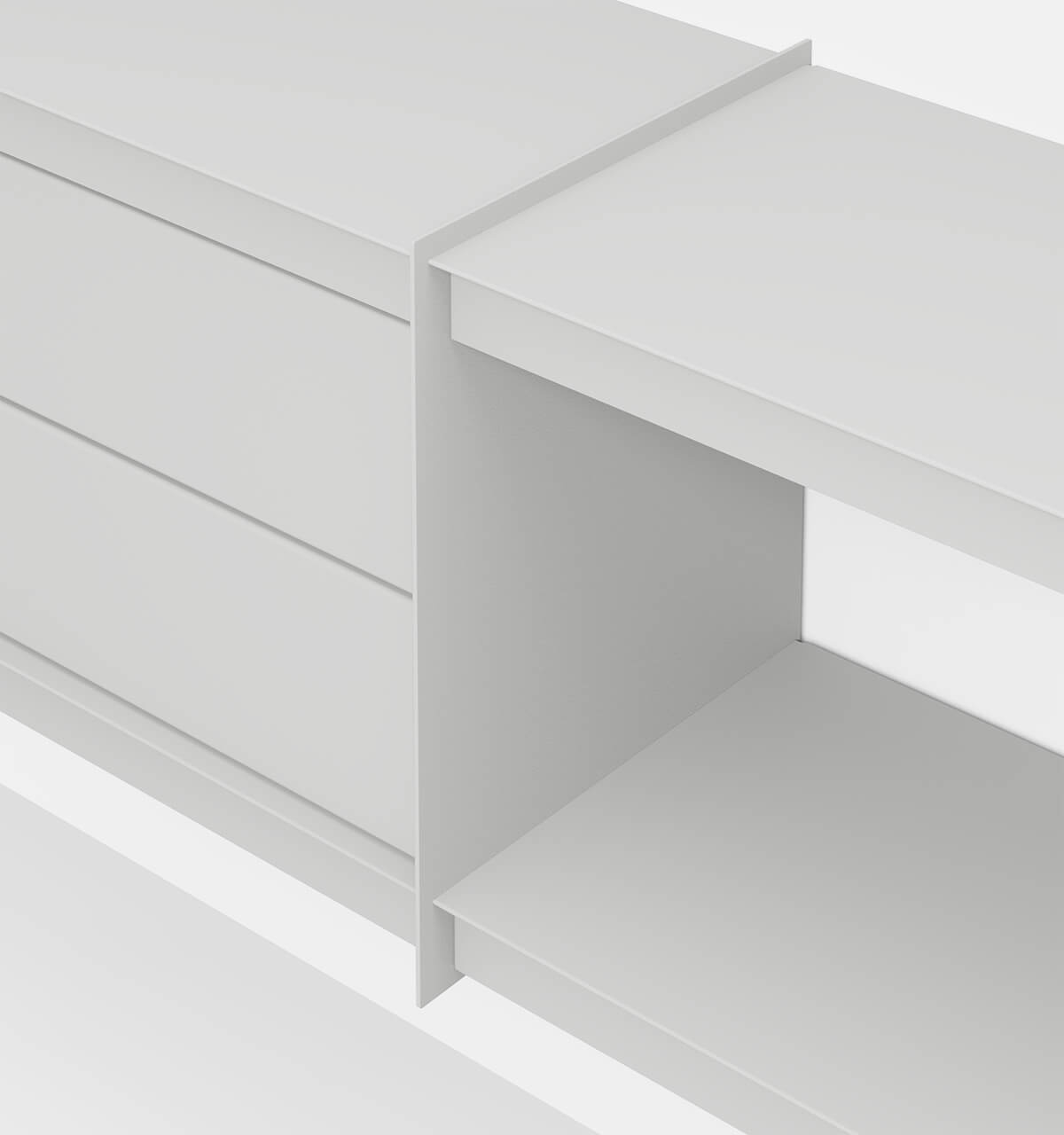 Plié Wall Unit Extension 2 Short Drawers 180 cm / 71 in / Light Grey