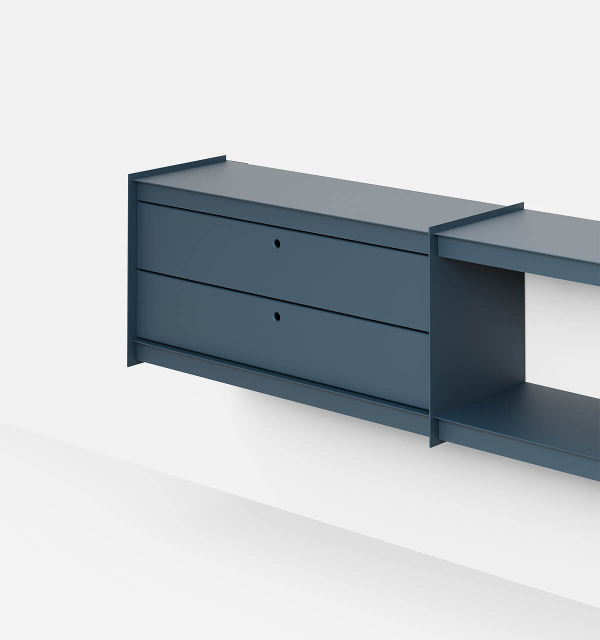 Plié Wall Unit Extension 2 Short Drawers 180 cm / 71 in / Midnight Blue