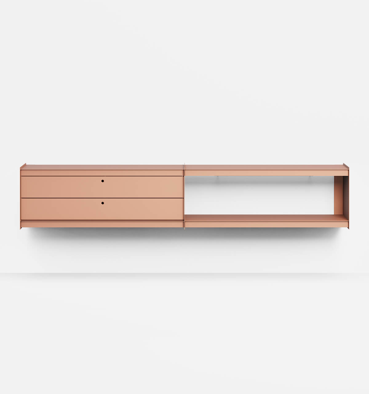 Plié Wall Unit Extension 2 Short Drawers 240 cm / 94 in / Coral