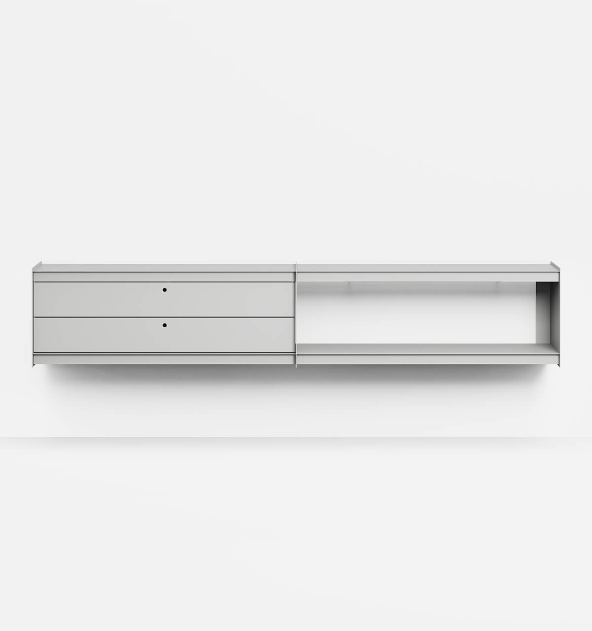 Plié Wall Unit Extension 2 Short Drawers 240 cm / 94 in / Light Grey