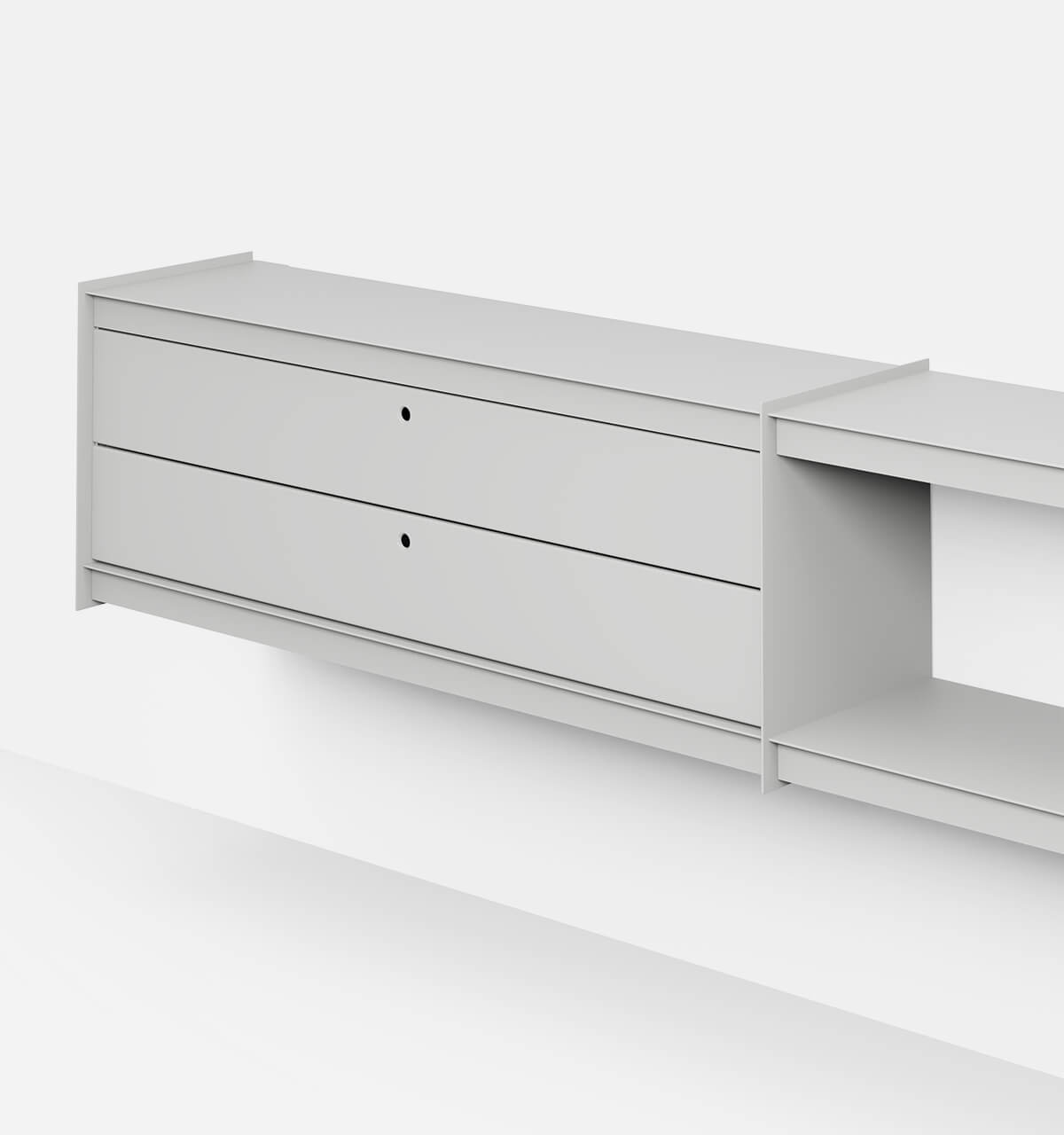 Plié Wall Unit Extension 2 Short Drawers 240 cm / 94 in / Light Grey