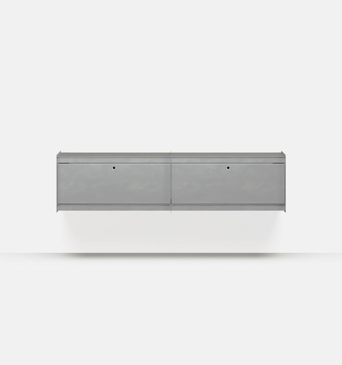 Plié Wall Unit Extension 2 Tall Drawers 180 cm / 71 in / Brushed Aluminium