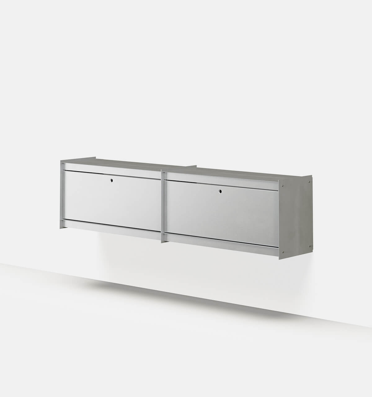 Plié Wall Unit Extension 2 Tall Drawers 180 cm / 71 in / Brushed Aluminium