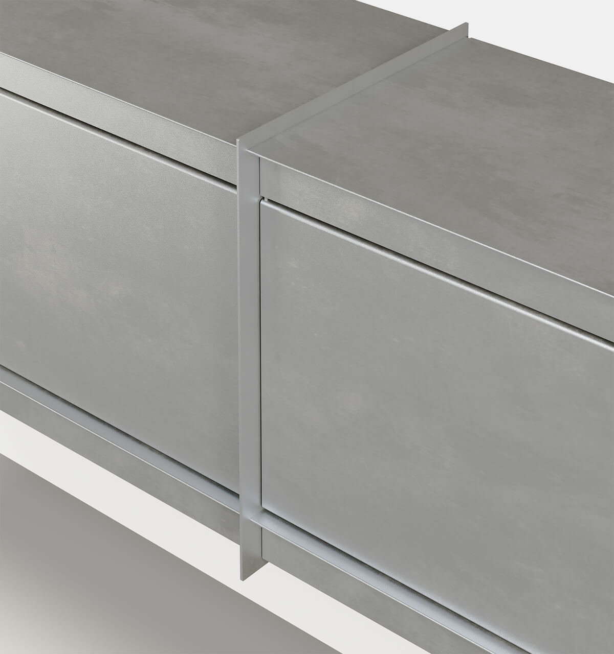 Plié Wall Unit Extension 2 Tall Drawers 180 cm / 71 in / Brushed Aluminium