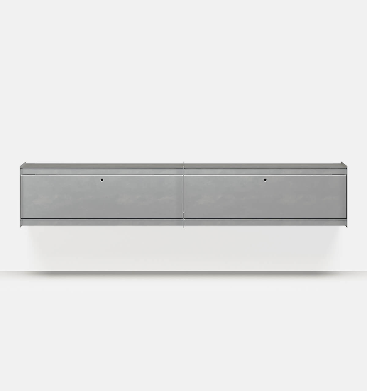 Plié Wall Unit Extension 2 Tall Drawers 240 cm / 94 in / Brushed Aluminium