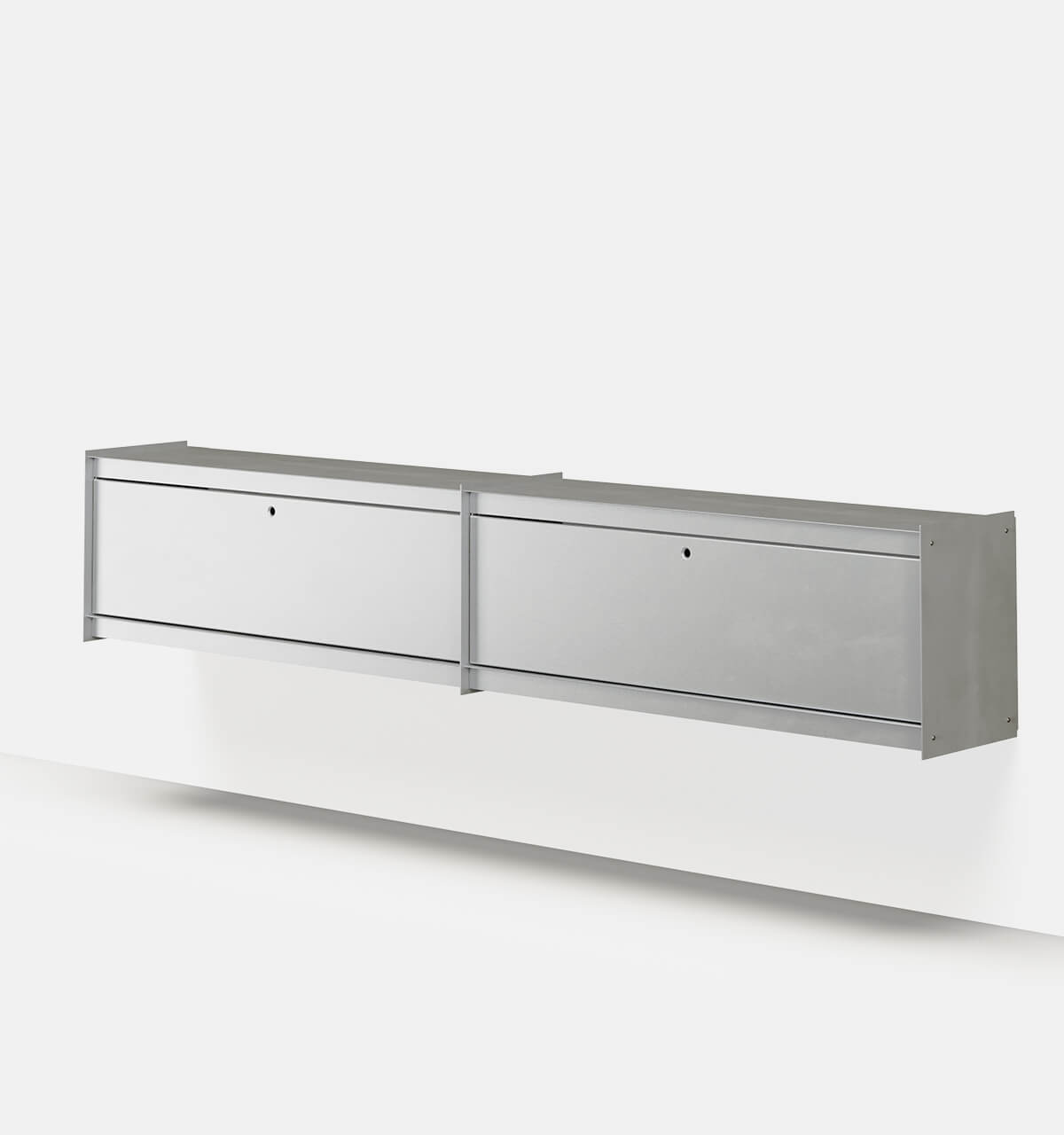 Plié Wall Unit Extension 2 Tall Drawers 240 cm / 94 in / Brushed Aluminium