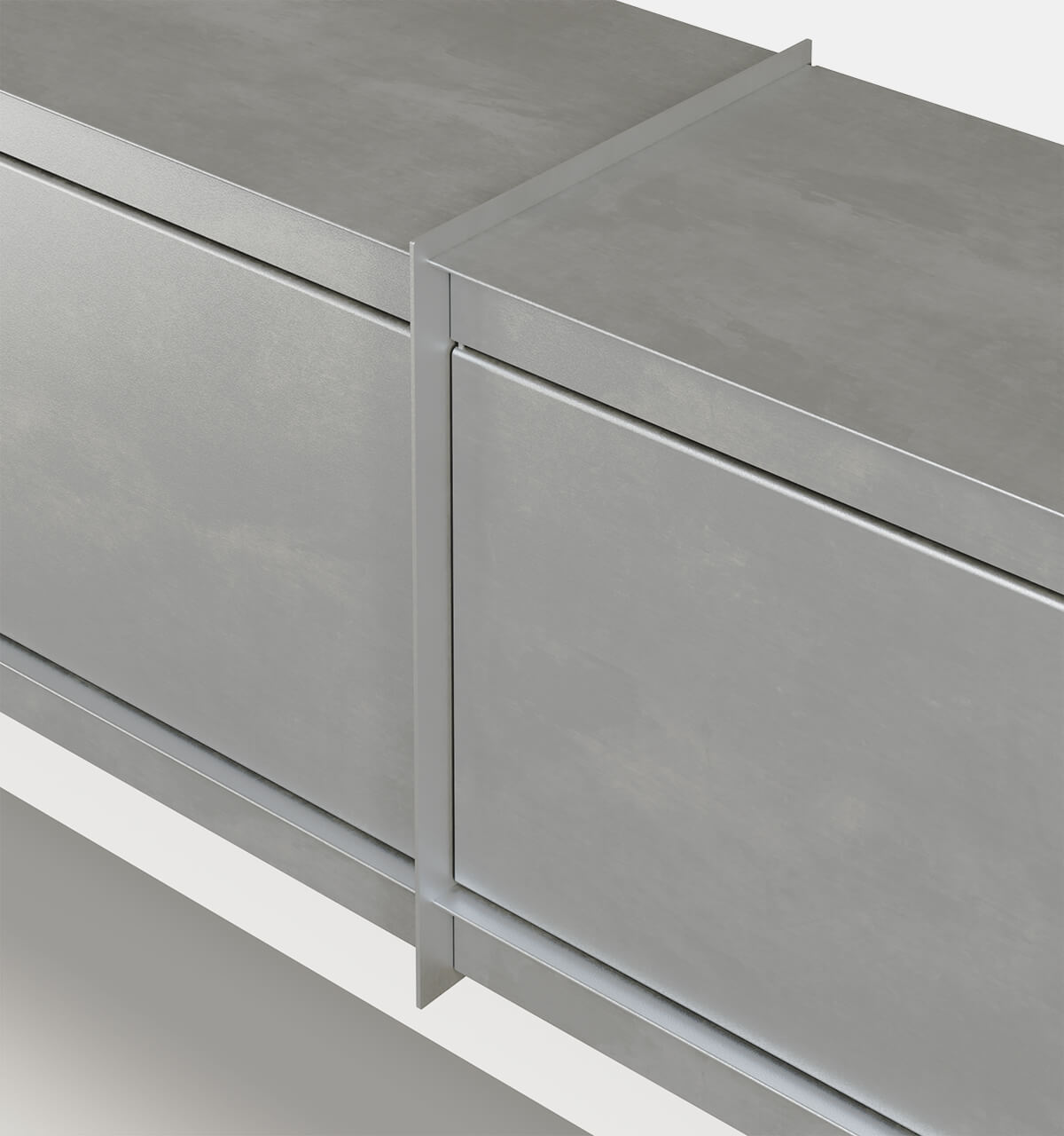 Plié Wall Unit Extension 2 Tall Drawers 240 cm / 94 in / Brushed Aluminium