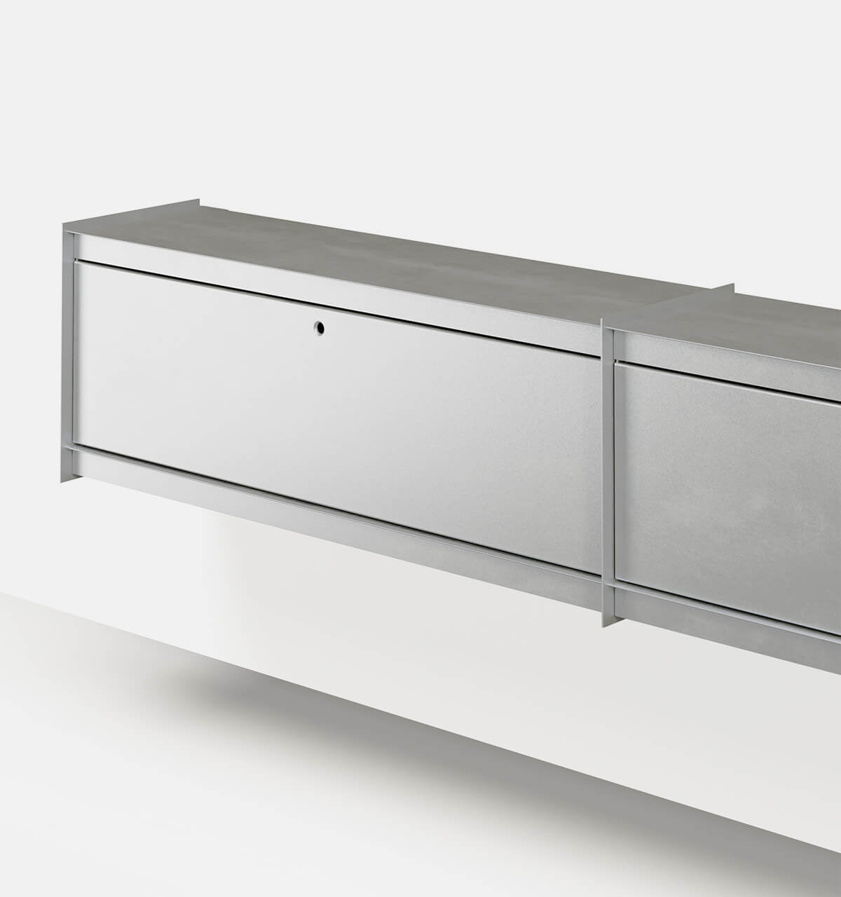 Plié Wall Unit Extension 2 Tall Drawers 240 cm / 94 in / Brushed Aluminium