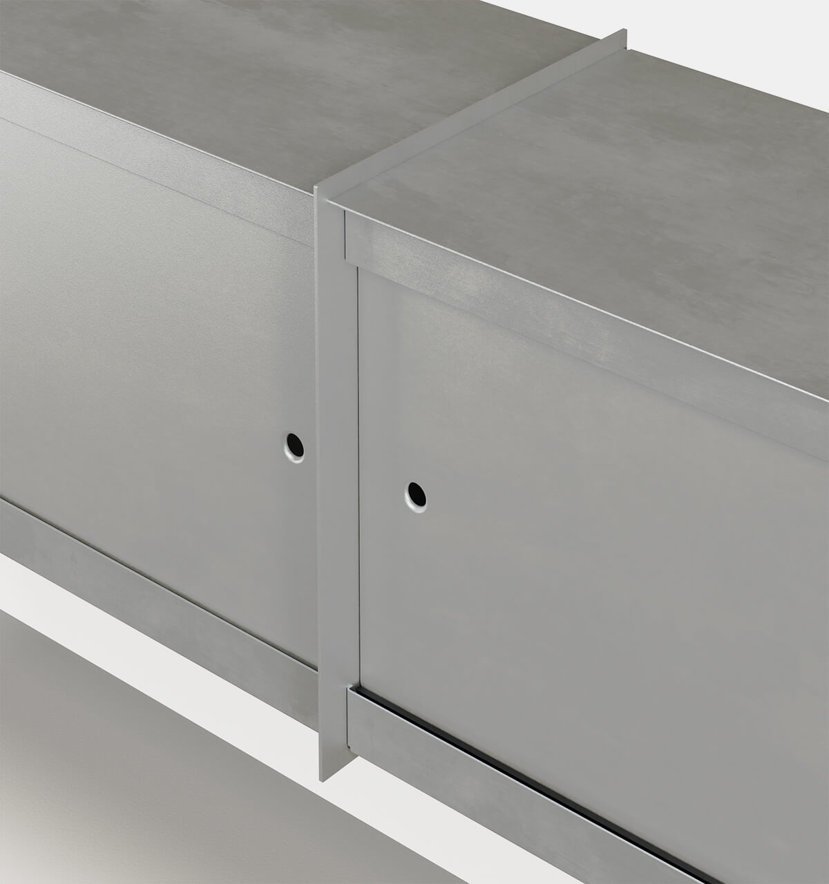 Plié Wall Unit Extension 4 Doors 180 cm / 71 in / Brushed Aluminium