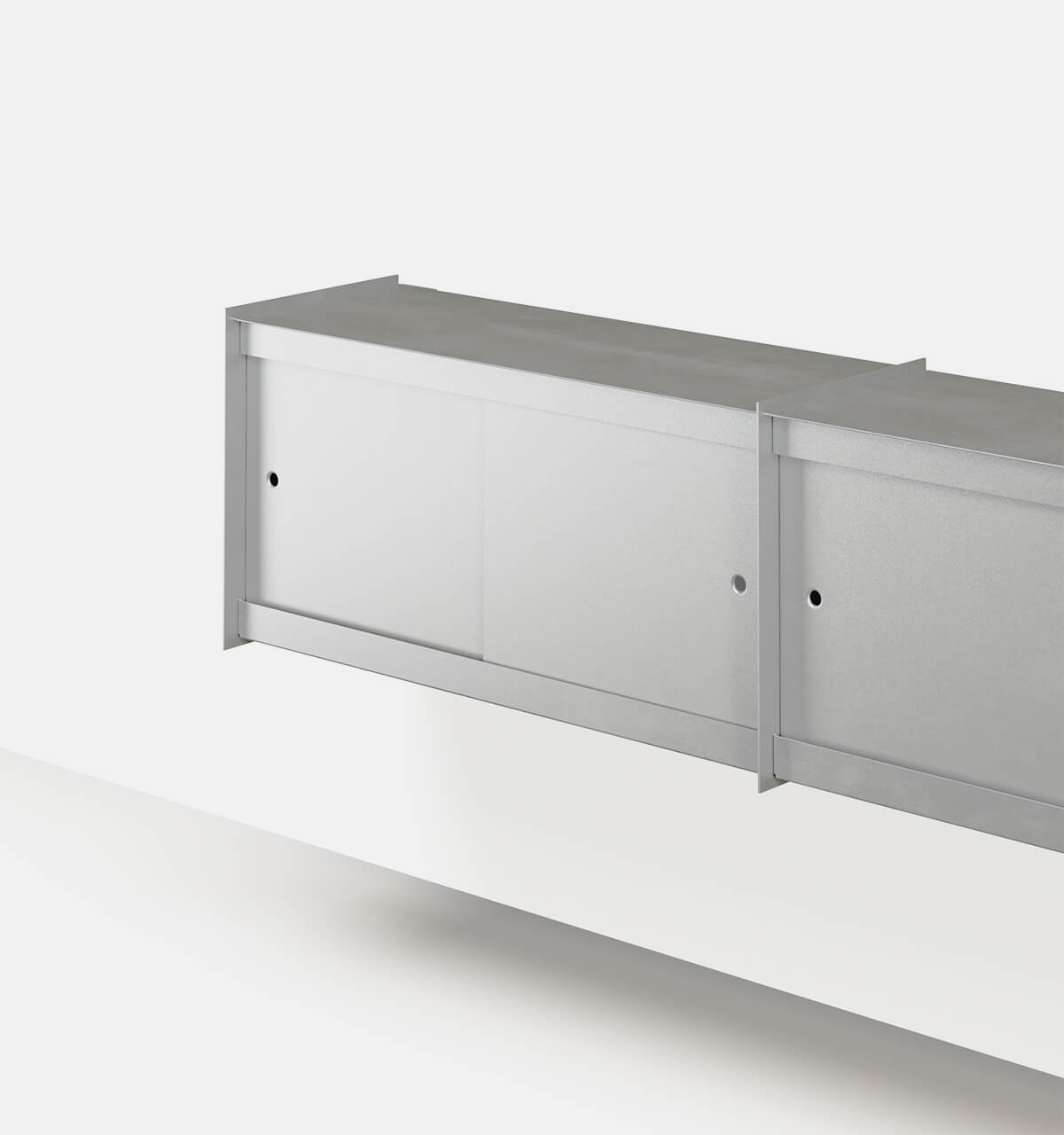 Plié Wall Unit Extension 4 Doors 180 cm / 71 in / Brushed Aluminium