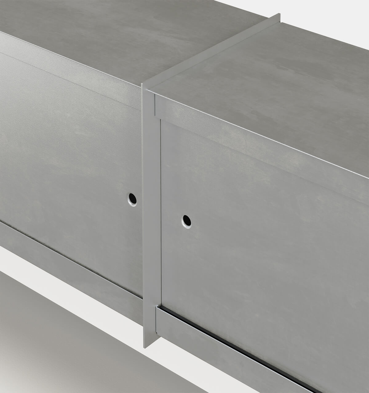 Plié Wall Unit Extension 4 Doors 240 cm / 94 in / Brushed Aluminium