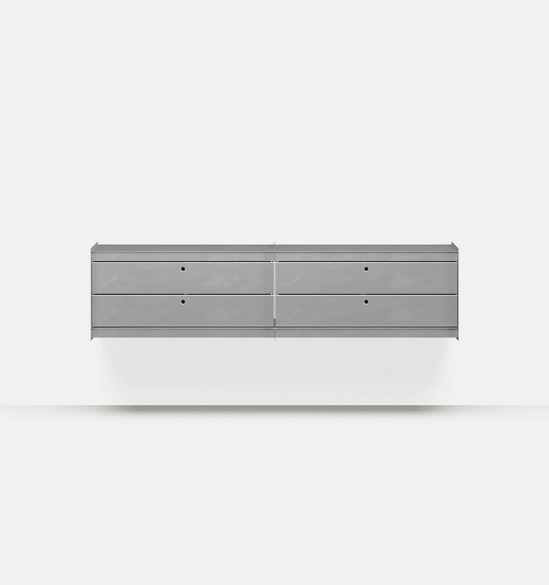 Plié Wall Unit Extension 4 Short Drawers Brushed Aluminium / 180 cm / 71 in