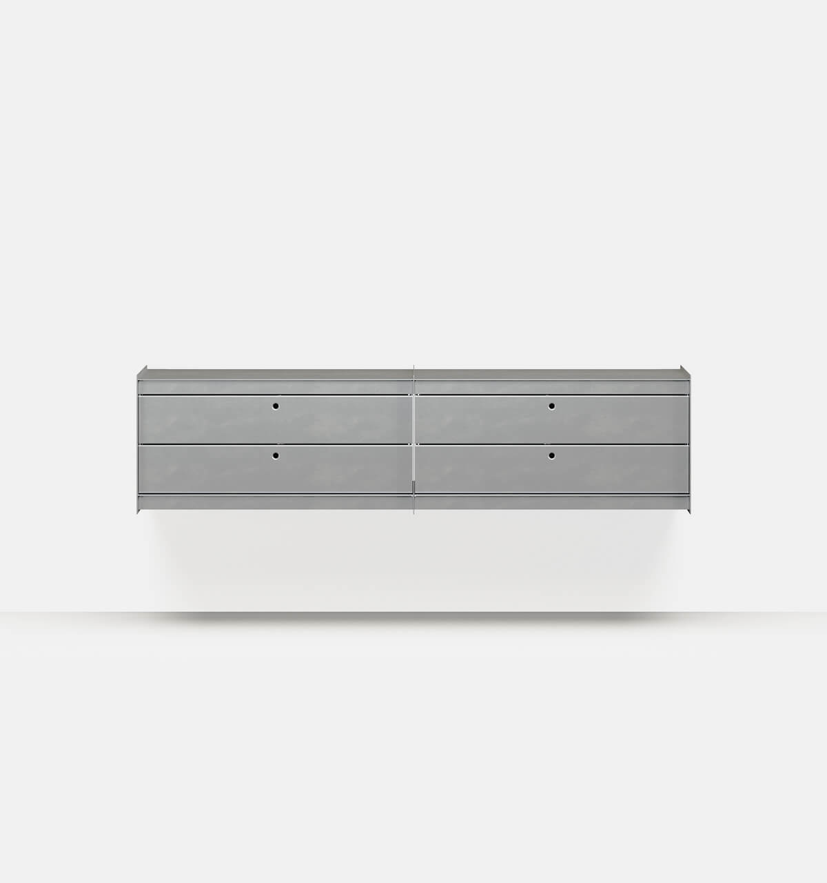 Plié Wall Unit Extension 4 Short Drawers Brushed Aluminium / 180 cm / 71 in