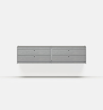 Plié Wall Unit Extension 4 Short Drawers Brushed Aluminium / 180 cm / 71 in