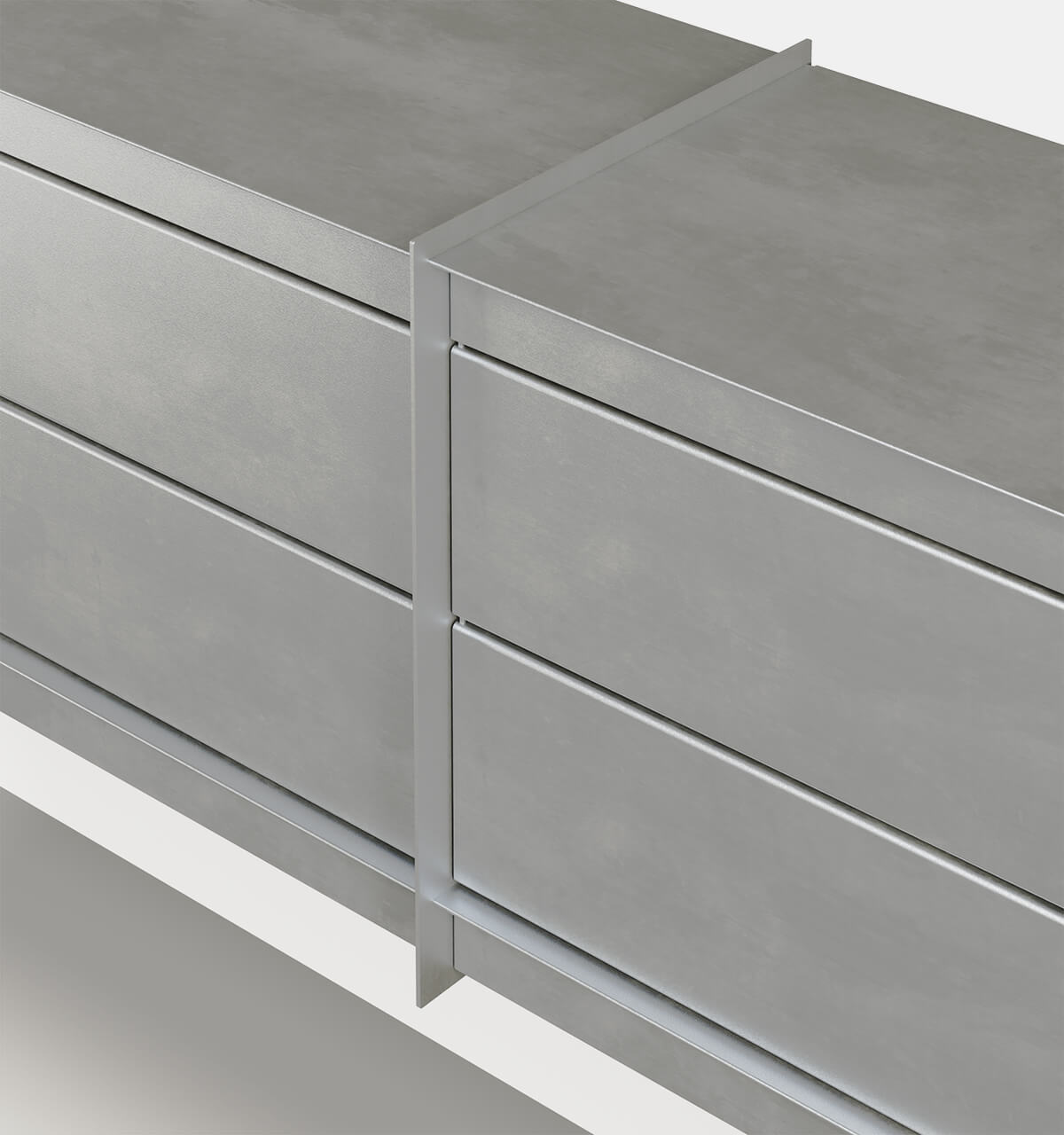 Plié Wall Unit Extension 4 Short Drawers Brushed Aluminium / 180 cm / 71 in