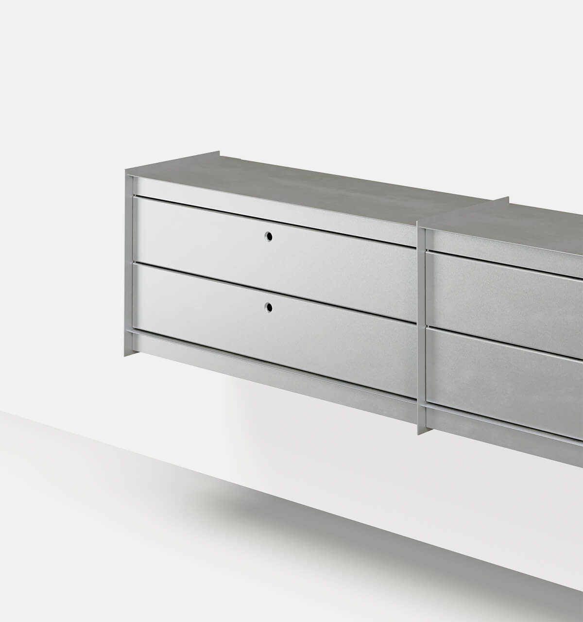 Plié Wall Unit Extension 4 Short Drawers Brushed Aluminium / 180 cm / 71 in