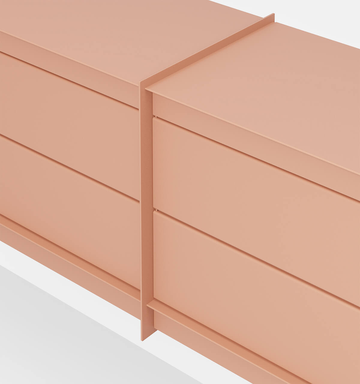 Plié Wall Unit Extension 4 Short Drawers Coral / 180 cm / 71 in