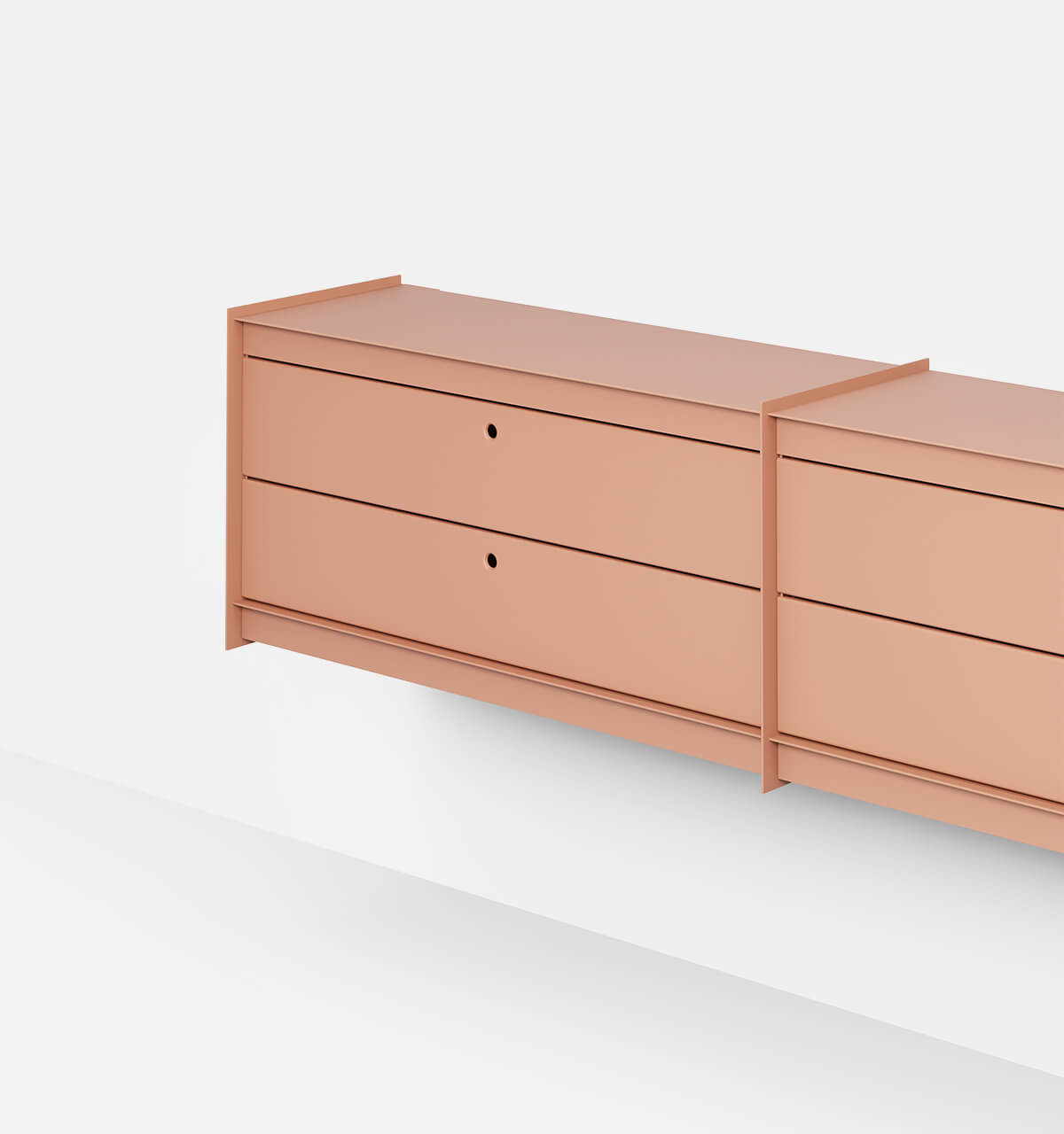 Plié Wall Unit Extension 4 Short Drawers Coral / 180 cm / 71 in